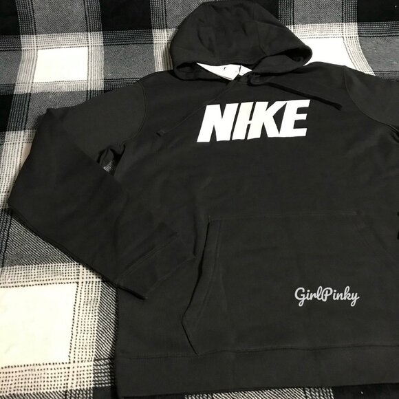 Nike pullover hoodie in BLACK WITH WHITE/GREY LOGO SIZES MEDIUM & LARGE - Picture 3 of 7